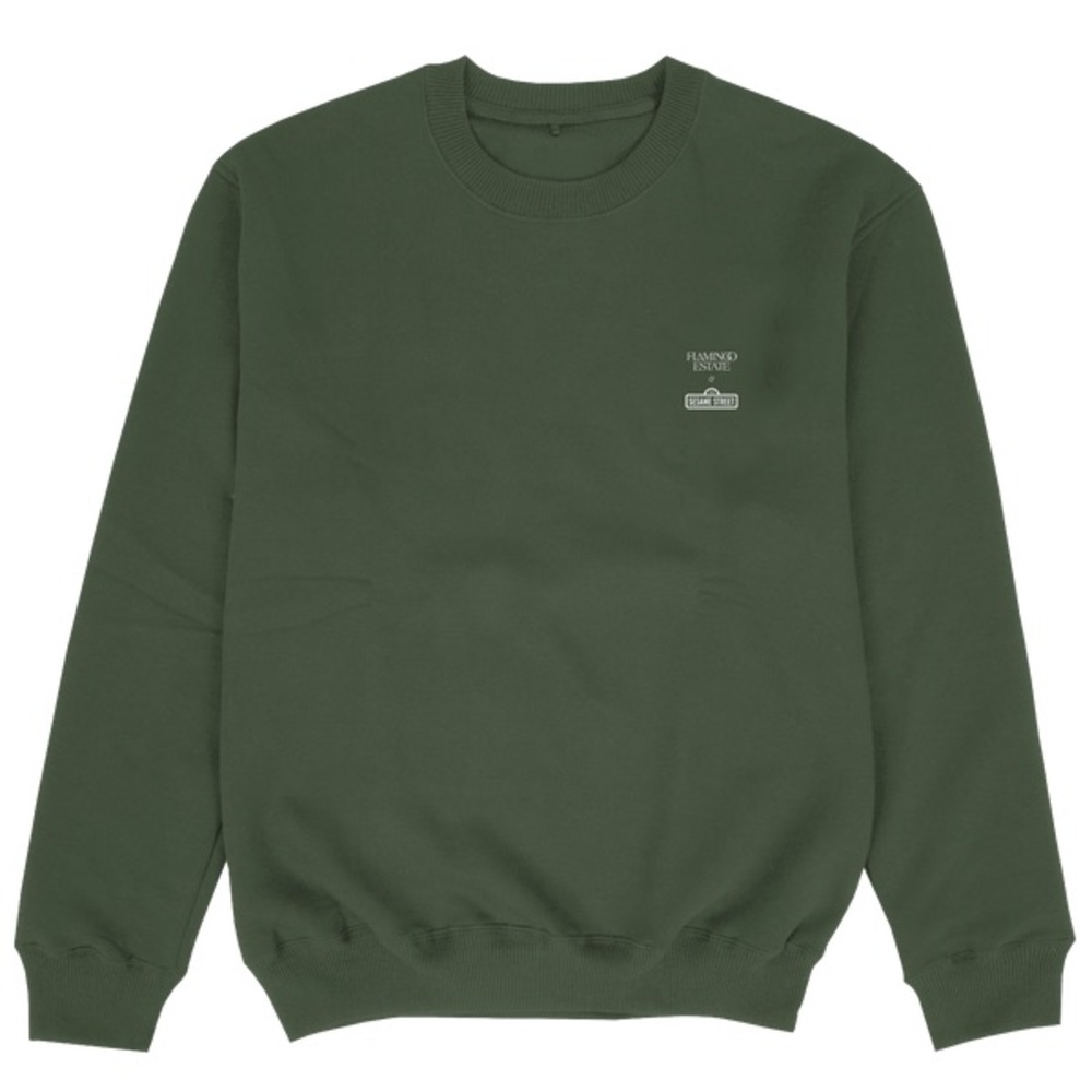 FLAMINGO ESTATE X Sesame Street Oscar The Grouch Olive Crewneck Sweater XS - Picture 2 of 14